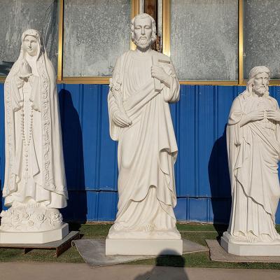 China Mid Century Life Size White Stone Carving Religious St Joseph Sculpture Marble Saint Statue for sale