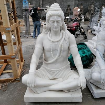 China Life Size Marble Lord Shiva Statue Modern Hand Carved Garden Buddha India Marble Statue Of Shiva for sale