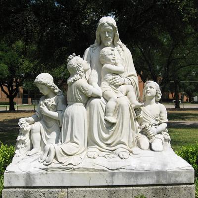 China EUROPEAN Decoration Sitting White Marble Religious Church Jesus Holy Family And Children Stutues Of Jesus Sculpture for sale