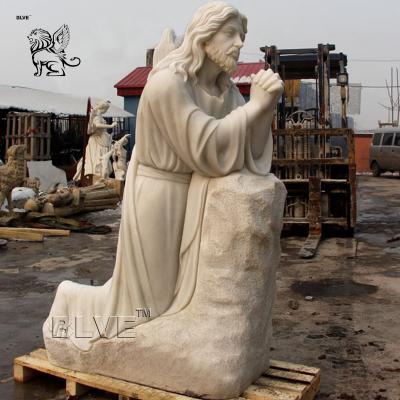 China EUROPEAN BLVE Hand Carving Religious Stone Decoration Jesus Life Size Outdoor Catholicism Sculpture Church Marble Statue for sale