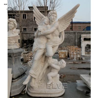 China Large Religious Life Size Stone Cupid and Psyche Angel Modern Outdoor Garden Decor Marble Statue for sale