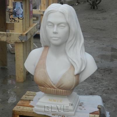 China EUROPEAN BLVE Outdoor Hand Carving Modern Head Stone Statue Art Decoration Custom Marble Women Bust Sculpture for sale