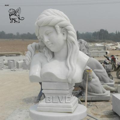 China EUROPEAN BLVE Hand Carved Custom Large Size Marble Sculpture In Garden Stone Outdoor Decoration Statue Female Head Bust Figure for sale