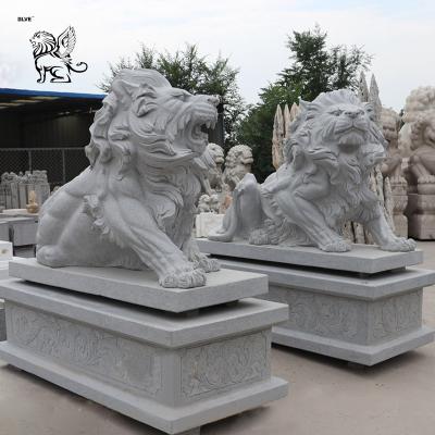 China Large Stone Lion Statue Decorative Granite Marble Lion Statue For Sale Modern Outdoor Garden for sale