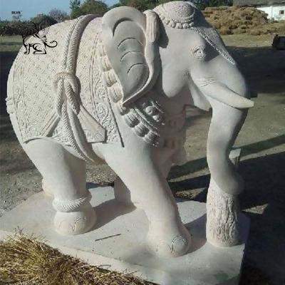 China BLVE Modern Hand Carved Outdoor Animal Sculpture Elephant White Marble Stone Statues On Sale MASG-14 for sale