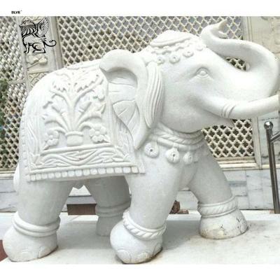 China BLVE modern custom natural stone outdoor garden decor hand carved elephant marble statue for sale MASG-20 for sale