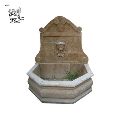 China Traditional Chinese Factory Hand Carved Garden Antique Large Outdoor Marble Lion Head Wall Fountain For Sale for sale