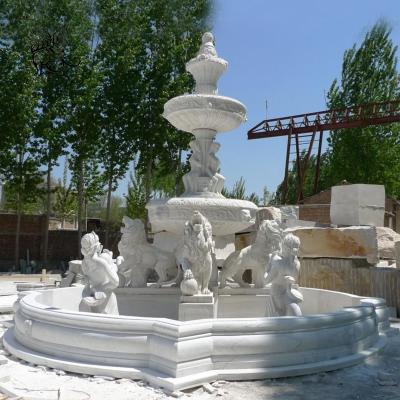 China High Quality Large Size Modern Marble Lion Fountain Statue For Home Decor for sale