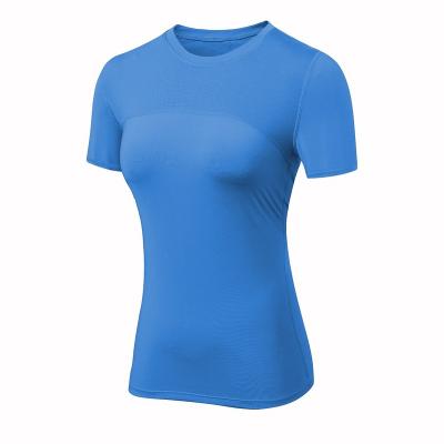 China Wholesale Pure Color Anti-Wrinkle Customize Running Mesh Fabric Women Yoga T-Shirts High Quality Breathable Tees Shirt Fitness for sale