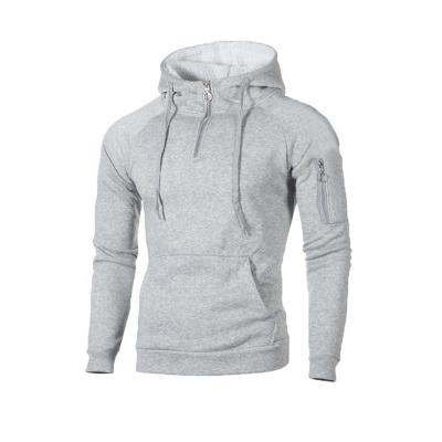 China 380 gsm Spring Anti-Wrinkle 2022 New Autumn Casual Solid Color Hoodie Fleece Half Zipper Men's Plus Size Men's Hood Neck Hoodie for sale