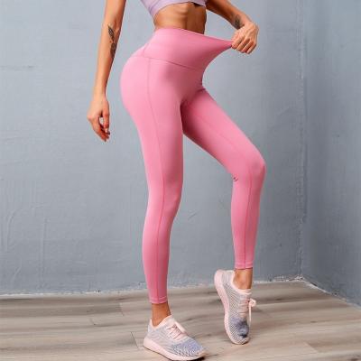 China Anti-Wrinkle Customize High Waist Solid Color Fitness Yoga Pants Workout Gym Clothing Women Empty Slim Gaiters for sale