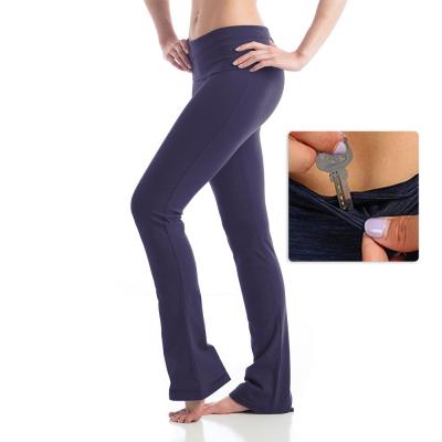 China Black Antibacterial Camel Toe Boot Cut Foot Capris Female Yoga Sports Pants With Pockets Yoga Gaiters for sale