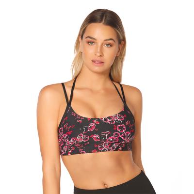 China Digital Bloom Printed Ultimate Shrink And Fade Resistant Antibacterial Quick Dry Support Sports Bra for sale