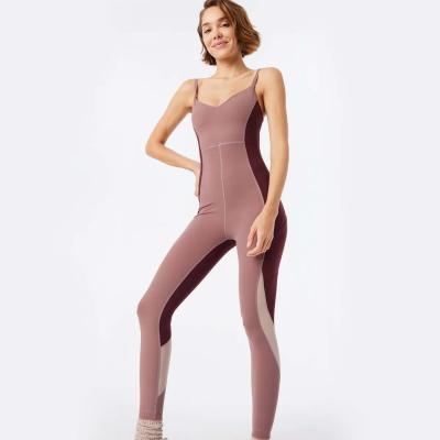 China New Colorful QUICK DRY Custom Slim Fit Halter Yoga Women's Sleeveless One Piece Jumpsuit for sale