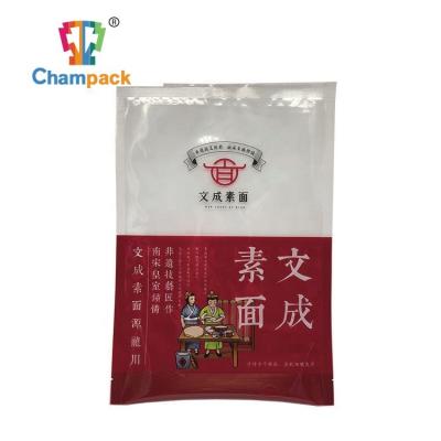 China Noodles Moisture Proof Vegetarian Packaging 3 Side Sealing Pouch for sale