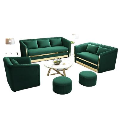 China Modern Fast Ships Classic Green Velvet Couch Furniture Wedding Sofa Set For Living Room for sale