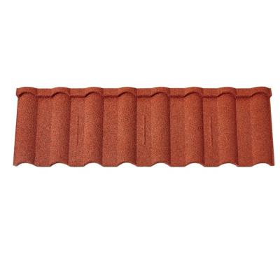 China Low Price Taylor Style Luxury Sandy Stone Coated Metal Roofing Tile Sheet 1350*420*0.4mm for sale