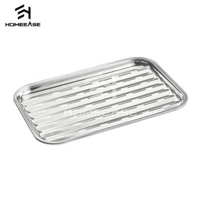 China Easily Cleaned BBQ Grills Stainless No Stick Rectangle Punch Vegetable Seafood BBQ Serving Tray for sale