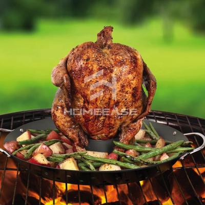 China High Quality Not Easily Cleaned Stick Easy Clean Vertical Grilled Chicken Rotisserie Pan Double Exterior Handles for sale