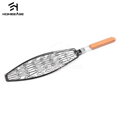 China Easily Cleaned Stainless Steel Net Burger Meat Beef Vegetable Accessories Set Non Stick Folding Wire Fish Grilling Basket for sale