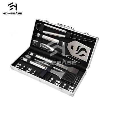 China Yangjiang Manufacturers Stainless Steel Storage Easily Cleaned Aluminum Case 21 Piece Outdoor BBQ Grill Tool Kit for sale