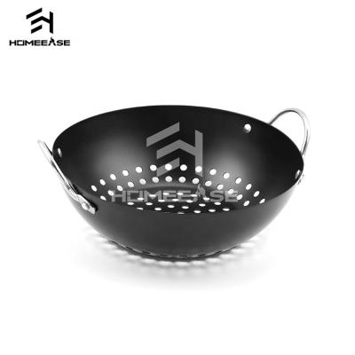 China Low Price Not Easily Cleaned 8 Inch Stick Charcoal Portable BBQ Wire BBQ Seafood Grilling Basket for sale