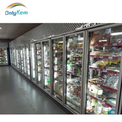 China Commercial Beauty Supermarket Display Walk In Cooler With Double Glass Door For Storing Milk for sale