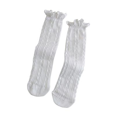 China Daily Wear Creative Design Breathable Japanese sweet pure color ventilate Ladies Women Thin mesh Middle Tube Socks for sale