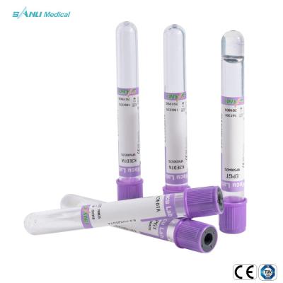 China purple top Plastic Blood Collection Tubes K3EDTA Coated 100pcs tray Packing for sale