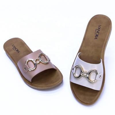 China Fashion Trend New Trend High Quantity Wholesale Fashion Buckle Flat Shoes Women Slippers Sandals for sale