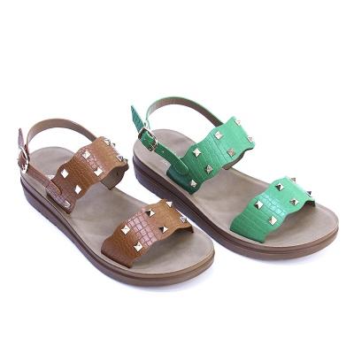 China Diamond Studded Sandals Woman Sandals Flat Summer Fashion Trend Design PU Outdoor Sandals for sale