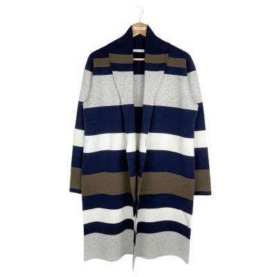 China OEM/ODM 2022 Breathable Stripe Casual Sweater Long Cardigan For Women for sale