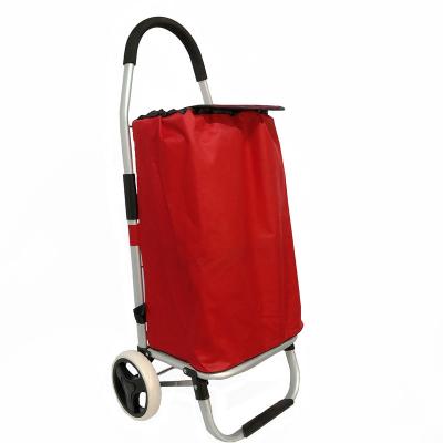 China Good Quality Durable Trolley Supermarket Trolleys With Foldable Shopping Bag Style Three Wheel Shopping Cart With Aluminum for sale