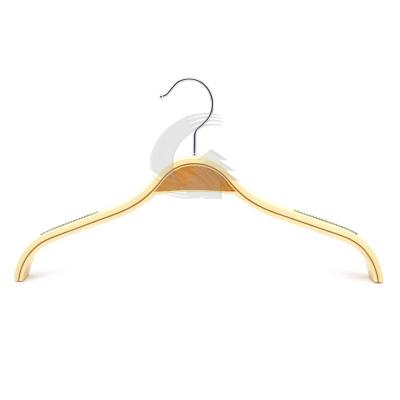 China Multifunctional natural laminated hangers with anti-slip rubber on the shoulder for sale