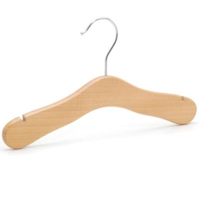 China Kids Flat Wooden Hanger With Natural Color for sale