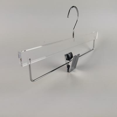 China eco-friendly & durable acrylic pants hanger with chrome metal hook for sale