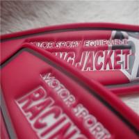 China Size 77*27mm Bright - Colored Pink PVC Patches For Luggage Or Jacket for sale