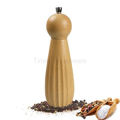 China Sustainable Wooden Dry Manual Beech Wood Spice Adjustable Spice Grinder for sale