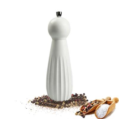 China Sustainable Elegant Design White Color Salt And Pepper Mills In Beech Wood for sale