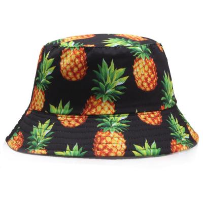 China Custom Pineapple Pattern New Casual Design Howell Wholesale Printed All Over Bucket Hats for sale