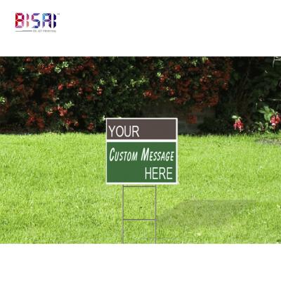 China Customized Outdoor UV Printing Lawn Coroplast Corrugated Corflute Plastic Advertising Board Yard Sign With H Stacks Rectangle for sale