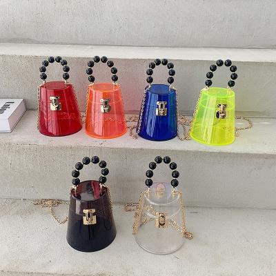 China Fashion Design Ladies Mini Handbags Transparent PVC Small Women Freeze Bucket Bags for sale