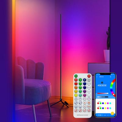 China 140cm Multicolor Luxury Modern Led Luminous Light Automatic Body Nordic Modern Standing Tripod Stand Corner Floor Lamp RGB Remote Control for sale