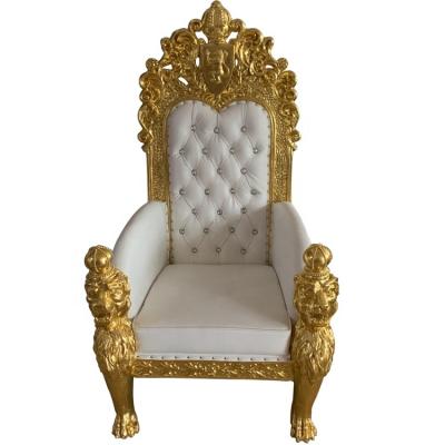 China Luxury contemporary gold frame king lion throne high back antique chair for sale for sale