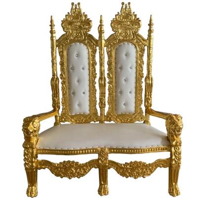 China Modern 2 seater gold wedding king throne chair sofa for bride and groom for sale