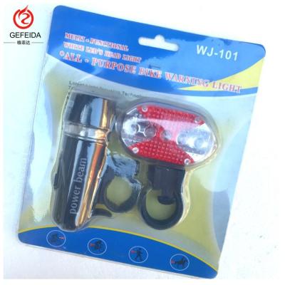 China Engineering Plastics Wholesale Power Beam 5 LED Bicycle Light Set Contains 5 LED Front Light 5 LED Back Bike Light for sale