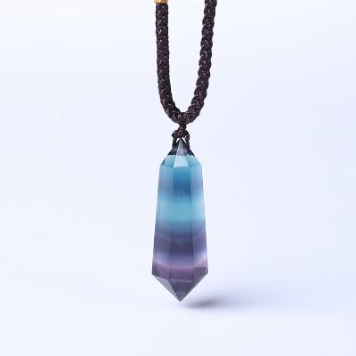 China China Wholesale Rainbow Fluorite Pendulum Therapy Crystal Natural Feng Shui Home Pendant Decoration for sale