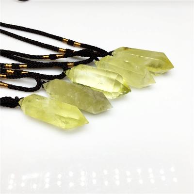 China China whosale crystals crystal point pendant healing stones necklace double natural quartz citrin for sale