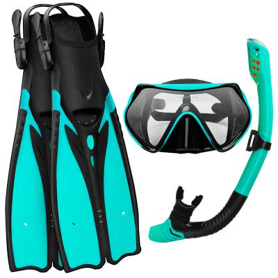 China Unisex Professional Adult Snorkel Set With Scuba To Fit Silicone Scuba Free Diving Fin Set Mask Snorkel Fins Snorkel Top Set for sale