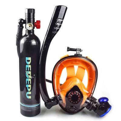 China With Adjustable Straps Factory Wholesale Silicone,Adult Mini Scuba Tank TPR+PP Oxygen Tube Full Face Breathing Mask Speed ​​Swimming Snorkeling Set for sale